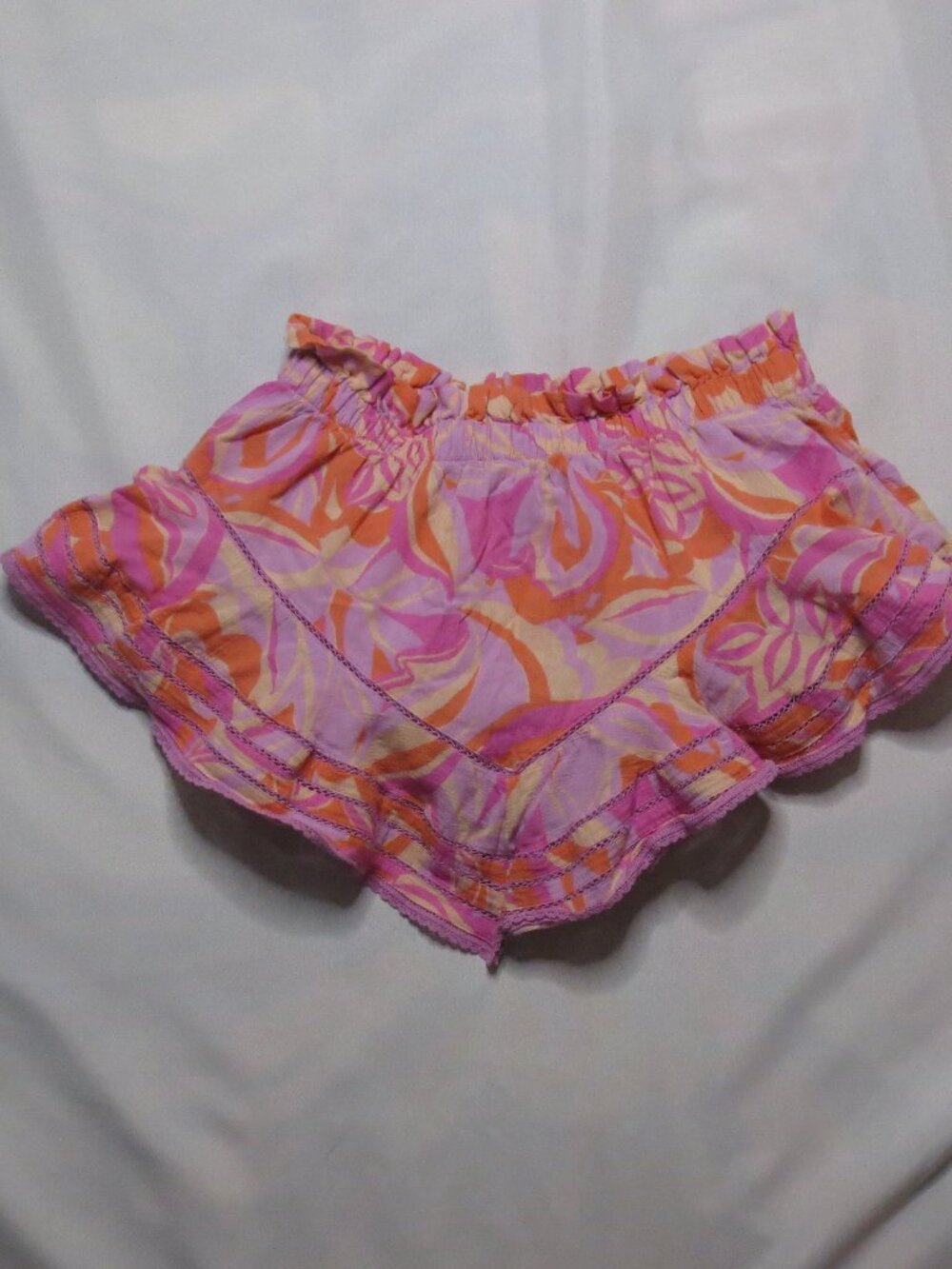AERIE womens SHORTS pink SKORT orange ROCK & RUFFLE skirt ELASTIC SIZE M - Picture 6 of 8